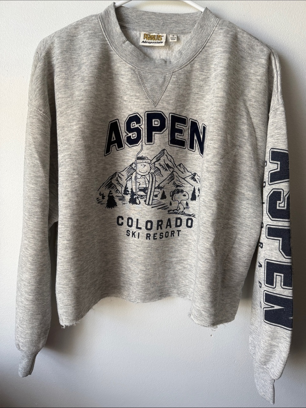 Peanuts Grey Aspen Colorado Graphic Crewneck Sweatshirt